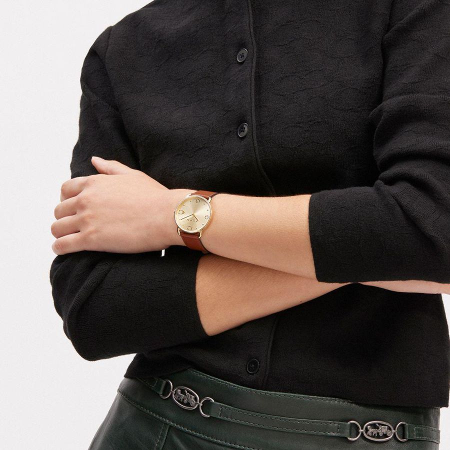 Brown Men COACH® Elliot, 36 Mm Watches | 26381SAYL