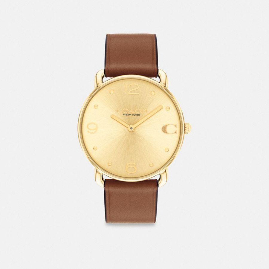 Brown Men COACH® Elliot, 36 Mm Watches | 26381SAYL