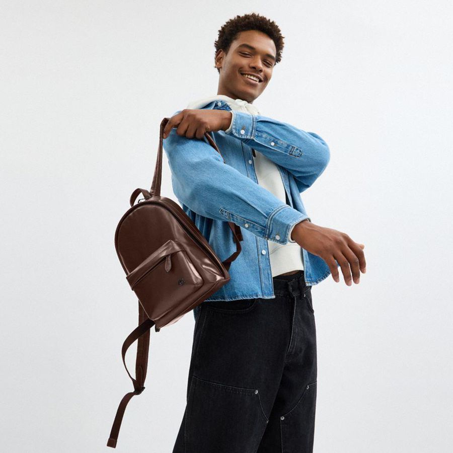 Brown Men COACH® Hall 22 Backpack | 24706YWGU