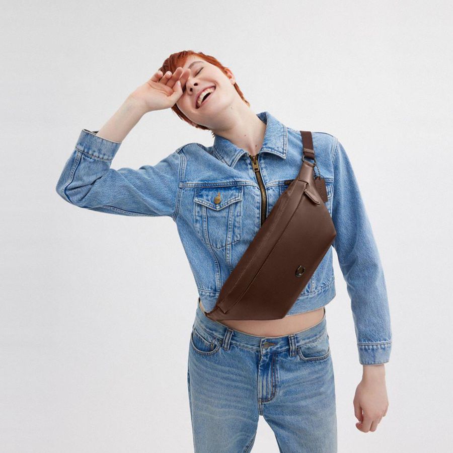 Brown Men COACH® Hall Belt Bags | 09148GCPX