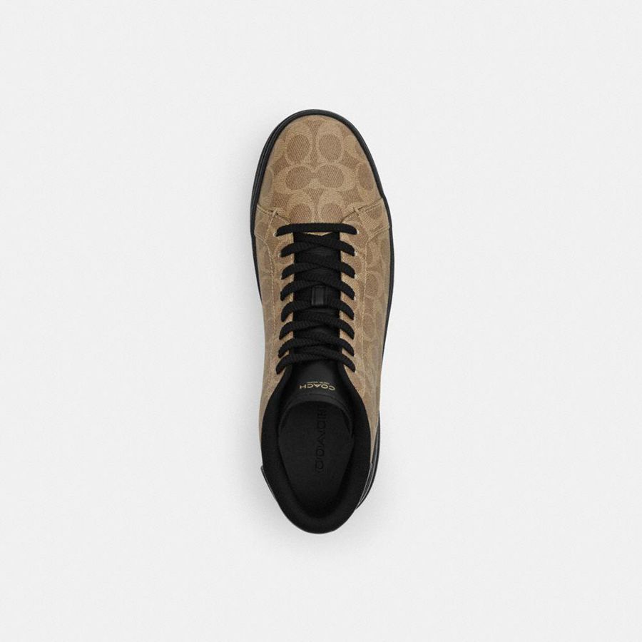 Brown Men COACH® High Line High Top In Signature Canvas Sneakers | 41839NBLP