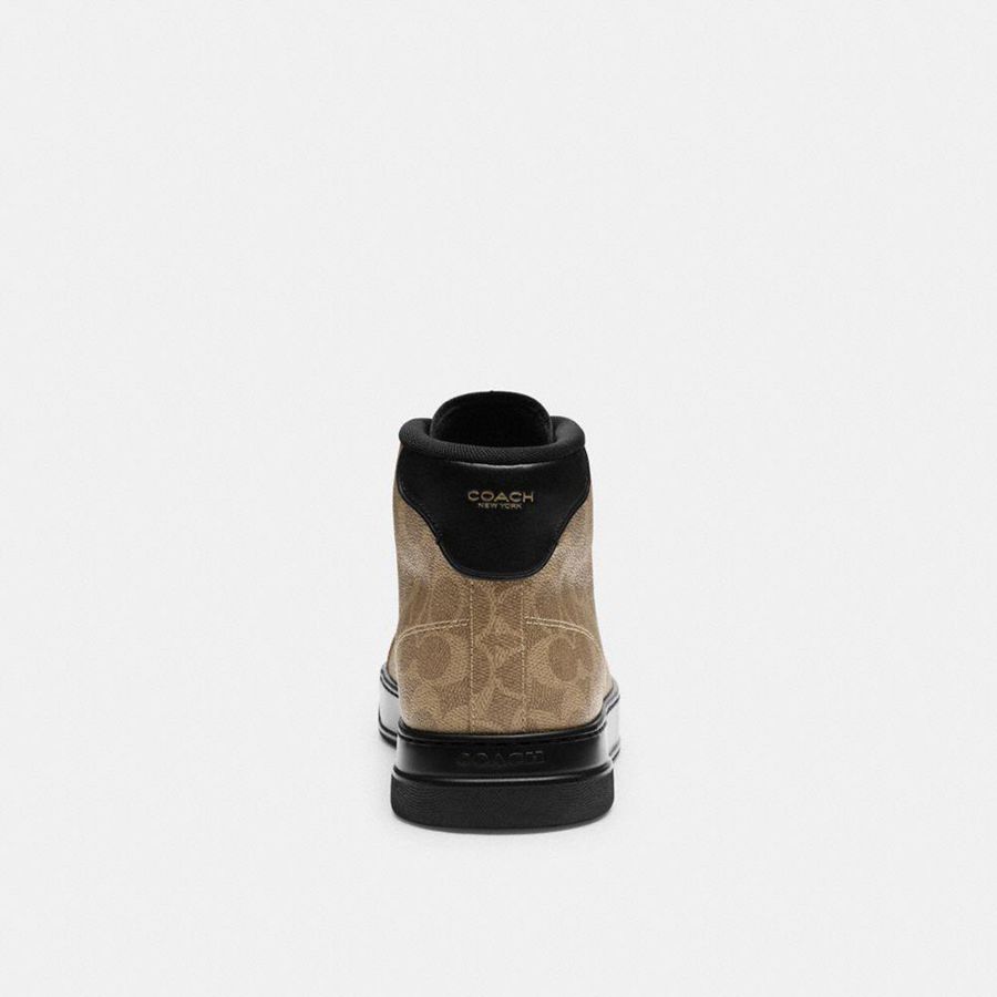 Brown Men COACH® High Line High Top In Signature Canvas Sneakers | 41839NBLP