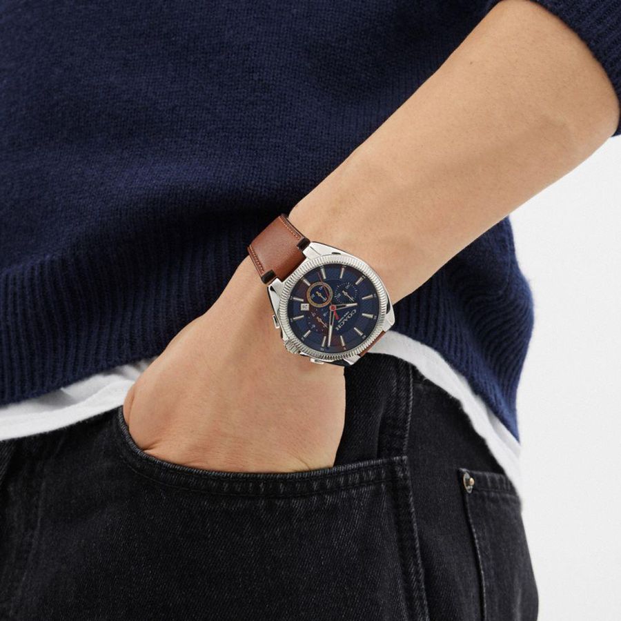 Brown Men COACH® Jackson, 45 Mm Watches | 87350JZAO