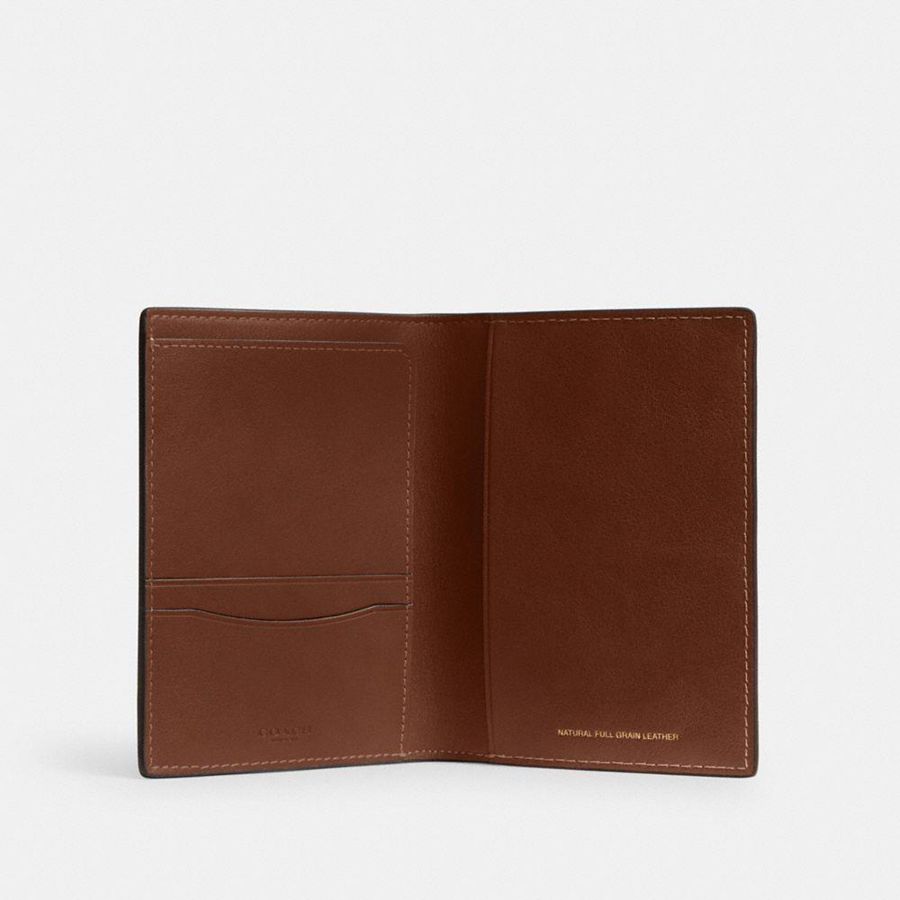 Brown Men COACH® Passport Case Wallet | 83650VAXG