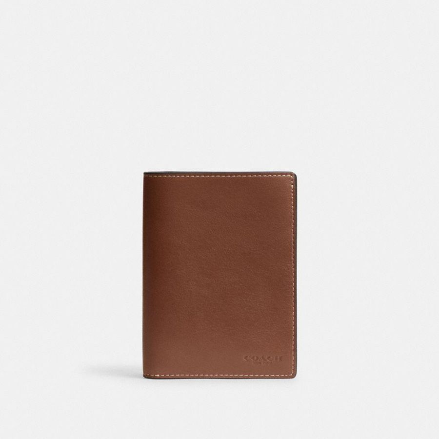 Brown Men COACH® Passport Case Wallet | 83650VAXG