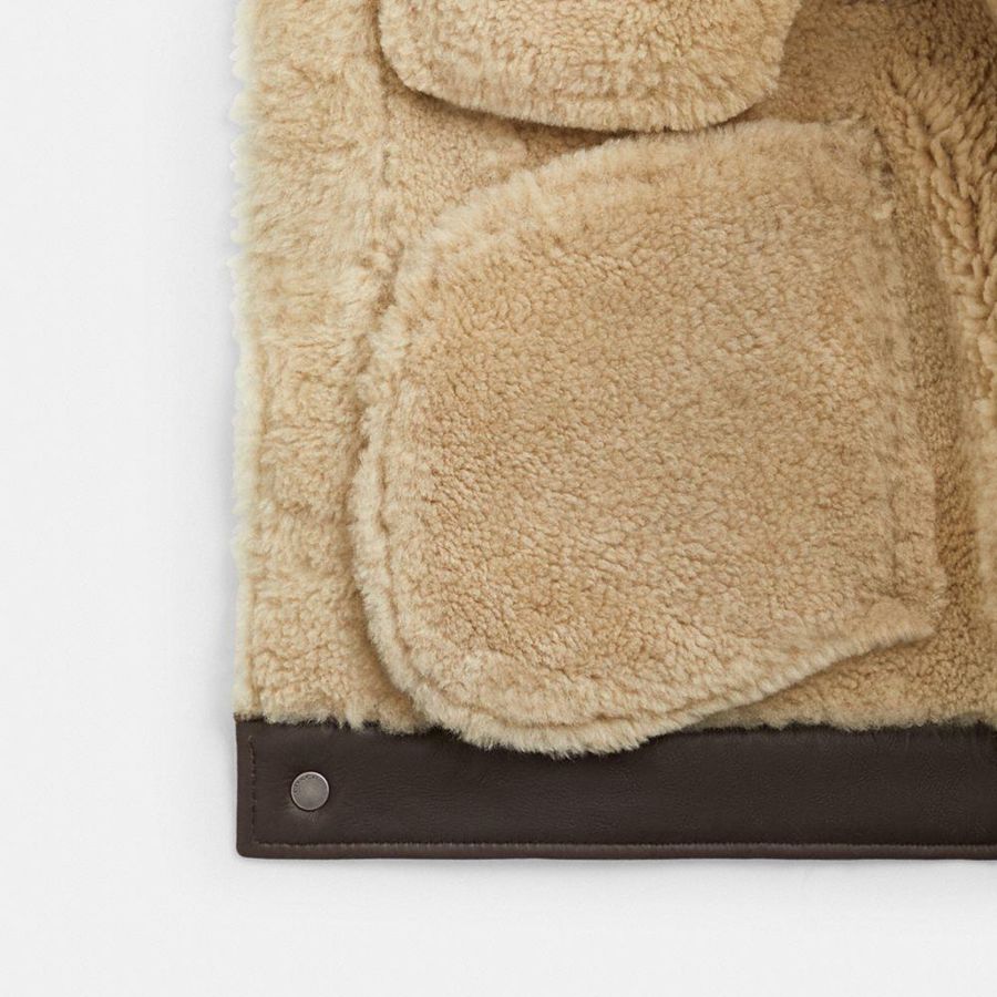 Brown Men COACH® Shearling Trucker Jacket | 08135ROBU