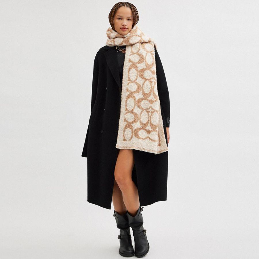 Brown Men COACH® Signature Woven Muffler Scarf | 76940JTYX