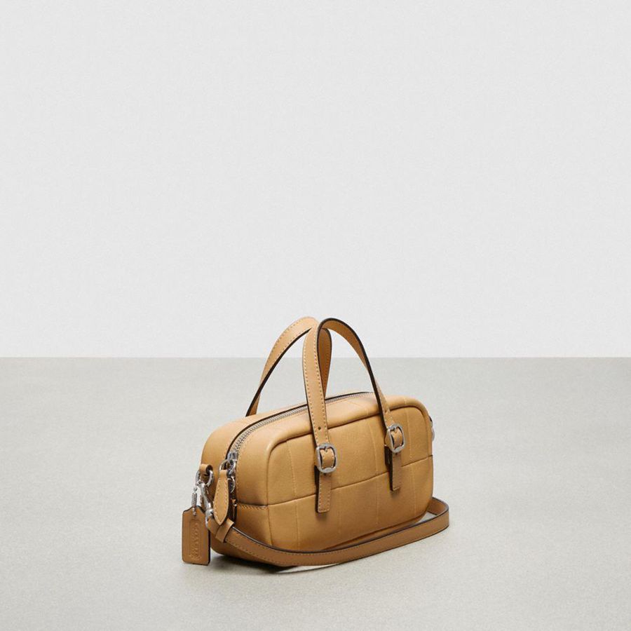 Brown Women COACH® Alter/Ego Mini Satchel In Checkerboard Upcrafted Leather With Crossbody Strap Tote Bags | 17259ZIJG