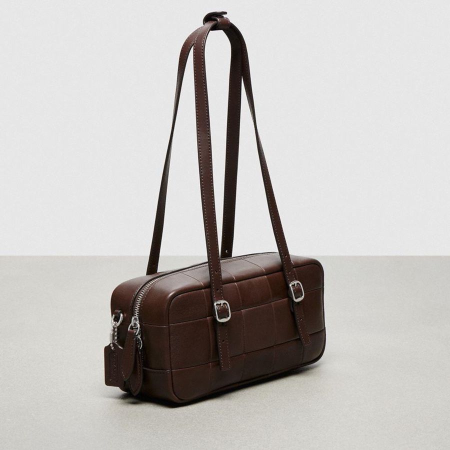 Brown Women COACH® Alter/Ego Satchel In Checkerboard Upcrafted Leather Tote Bags | 87923KFTM