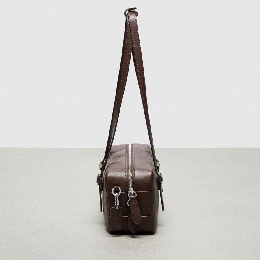 Brown Women COACH® Alter/Ego Satchel In Checkerboard Upcrafted Leather Tote Bags | 87923KFTM
