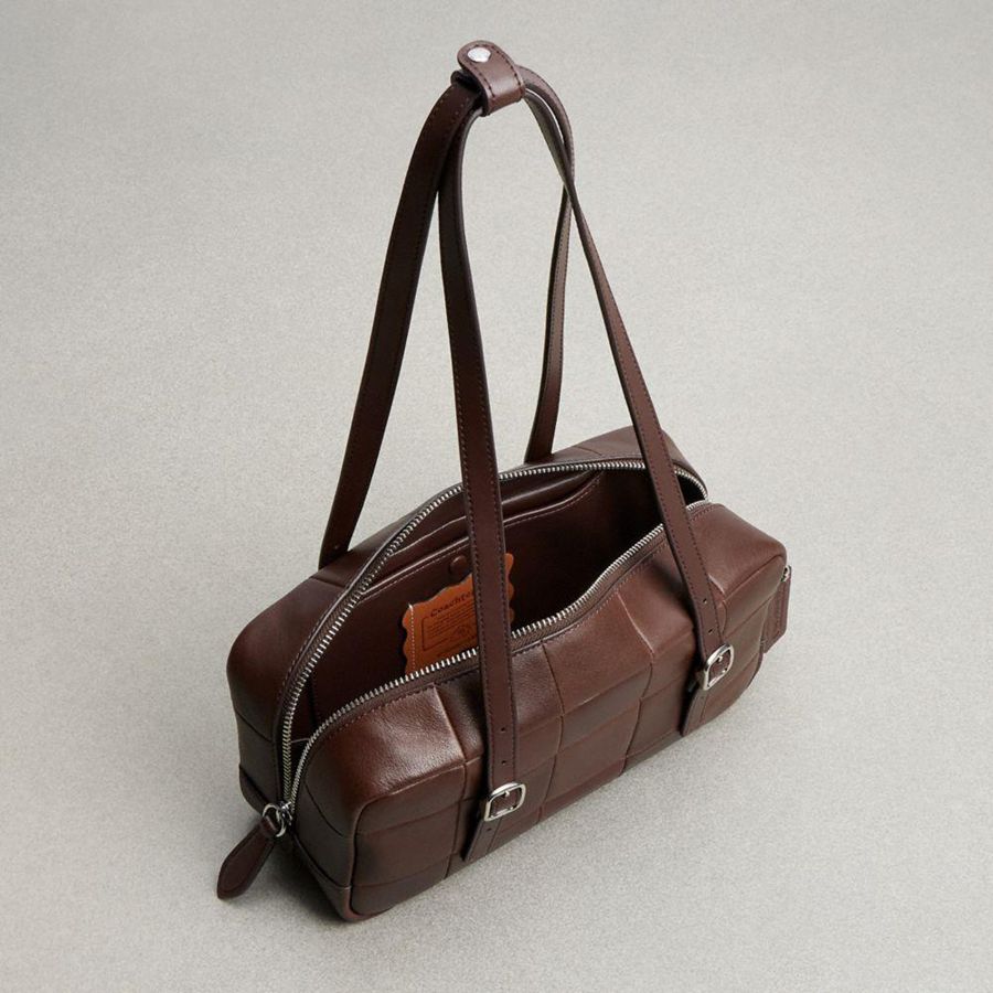 Brown Women COACH® Alter/Ego Satchel In Checkerboard Upcrafted Leather Tote Bags | 87923KFTM
