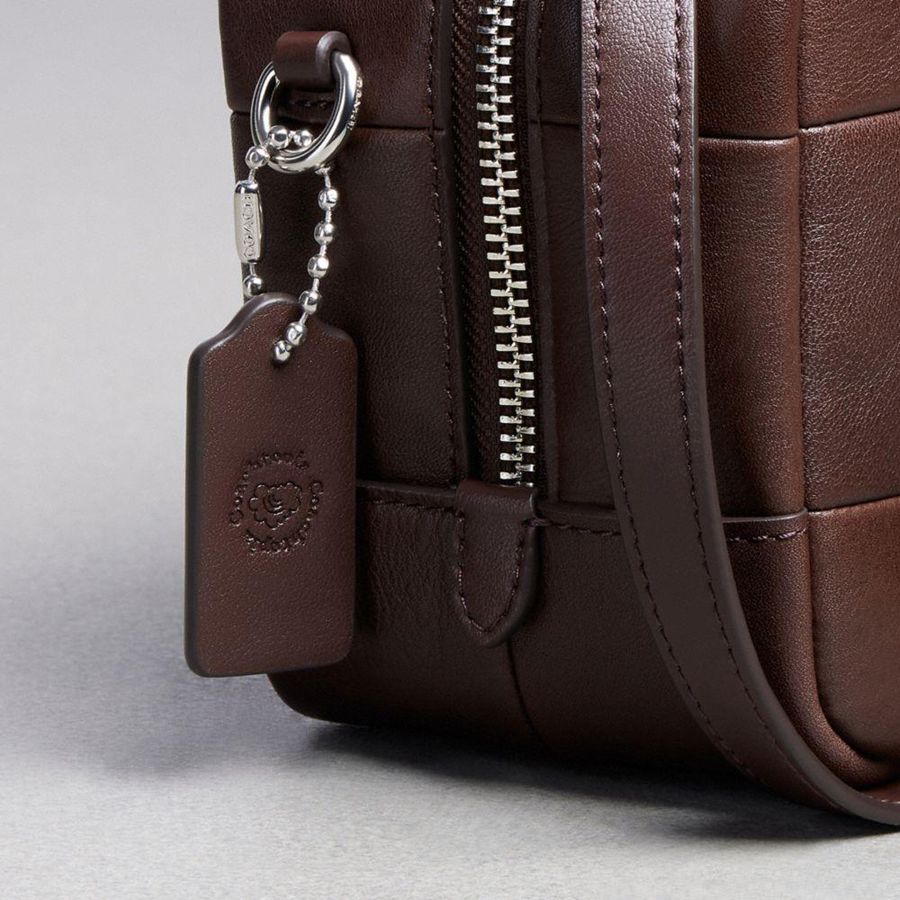 Brown Women COACH® Alter/Ego Satchel In Checkerboard Upcrafted Leather Tote Bags | 87923KFTM