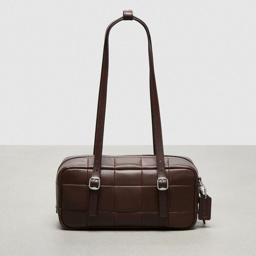 Brown Women COACH® Alter/Ego Satchel In Checkerboard Upcrafted Leather Tote Bags | 87923KFTM