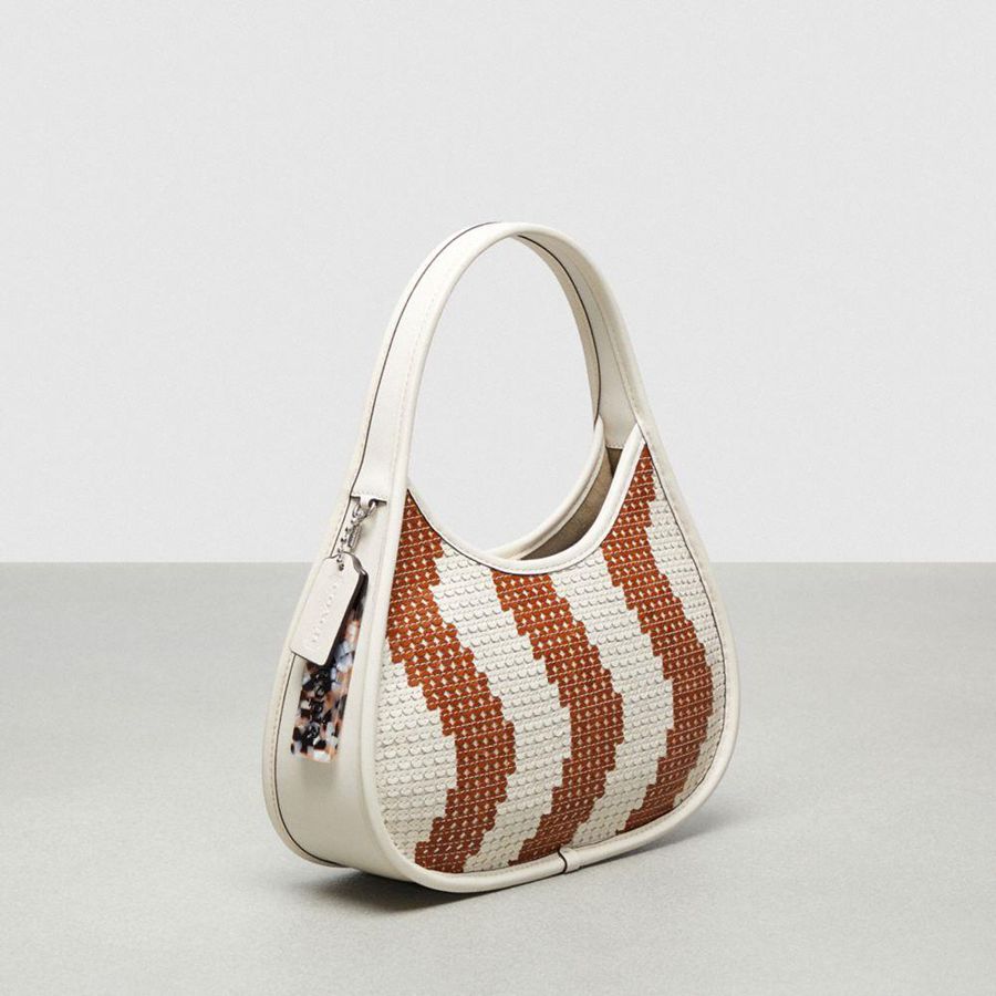 Brown Women COACH® Ergo In Wavy Stripe Upcrafted Leather With Sequins Hobo Bag | 75190LTWO