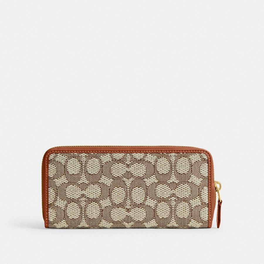 Brown Women COACH® Essential Slim Accordion Zip In Signature Jacquard Wallet | 76425SJKF
