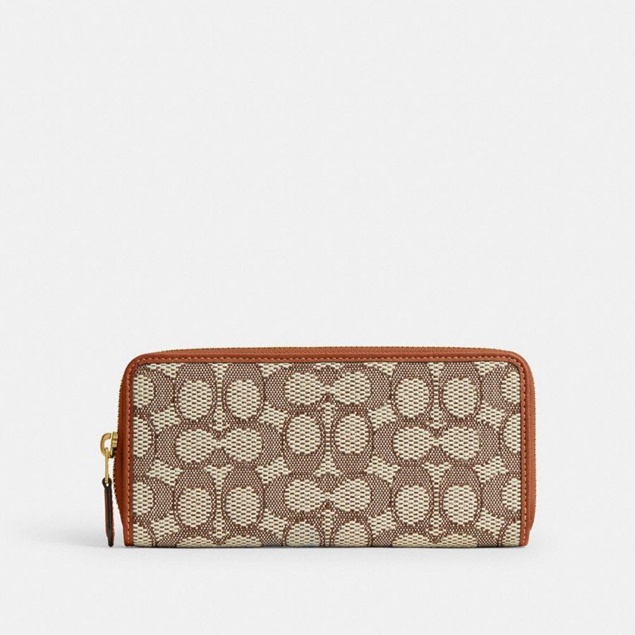 Brown Women COACH® Essential Slim Accordion Zip In Signature Jacquard Wallet | 76425SJKF