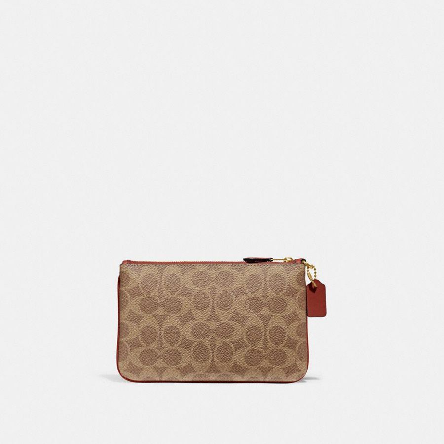 Brown Women COACH® Essential Small Wristlet In Signature Canvas Wallet | 72906NSMD