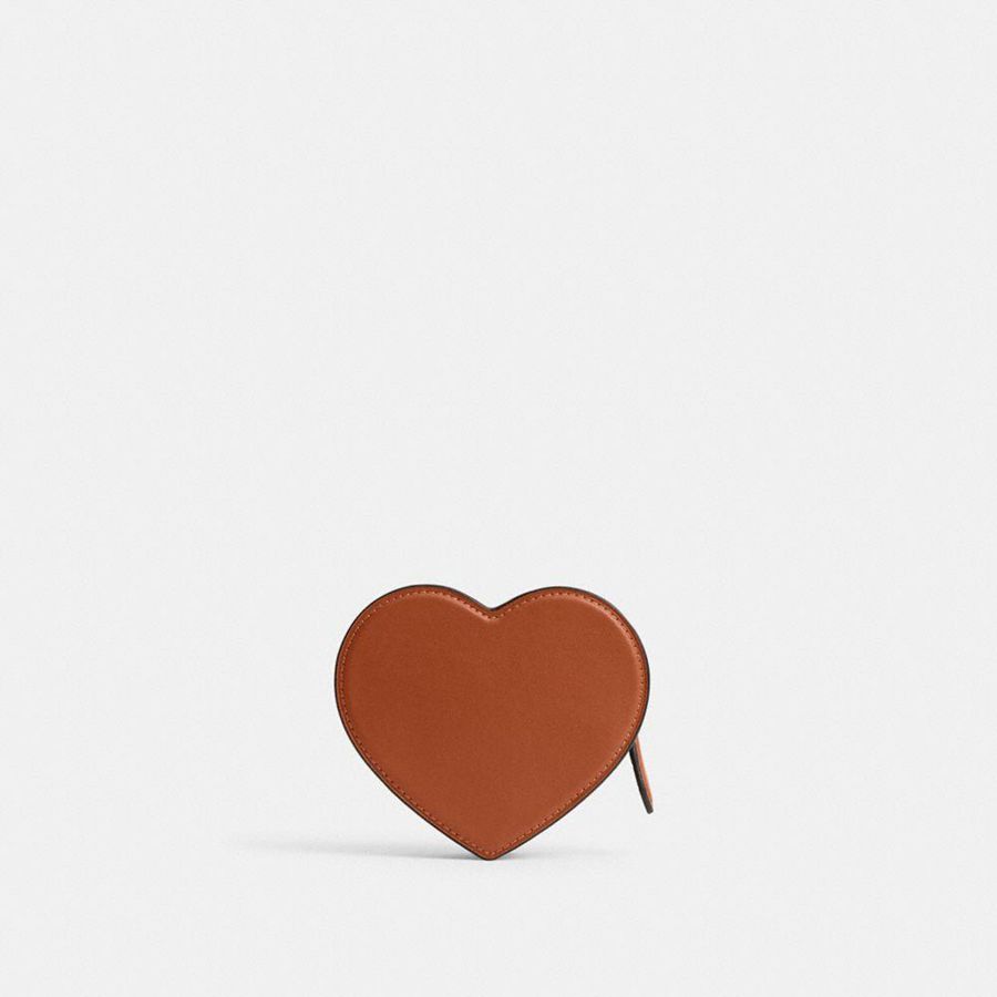 Brown Women COACH® Heart Coin Purse Wallet | 52148PJFA