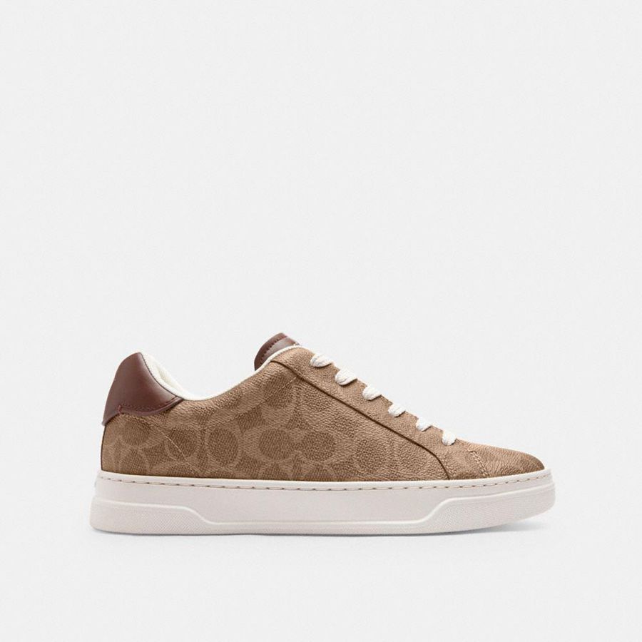 Brown Women COACH® High Line In Signature Canvas Sneakers | 48259PCDE