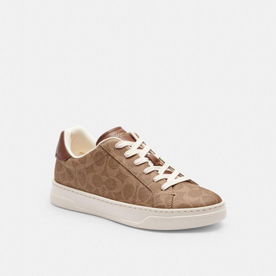 Brown Women COACH® High Line In Signature Canvas Sneakers | 48259PCDE
