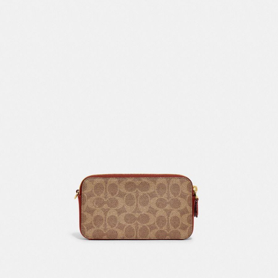 Brown Women COACH® Kira Crossbody In Colorblock Signature Canvas Clutch Bags | 57369BHUG