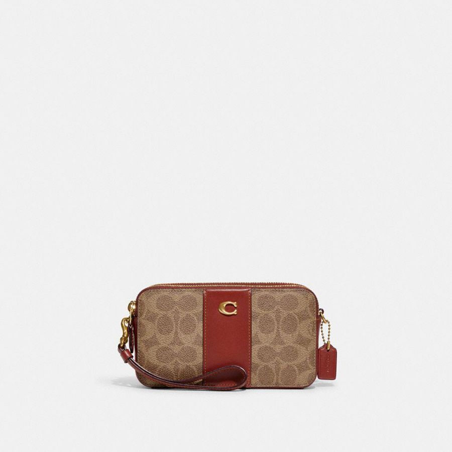 Brown Women COACH® Kira Crossbody In Colorblock Signature Canvas Clutch Bags | 57369BHUG