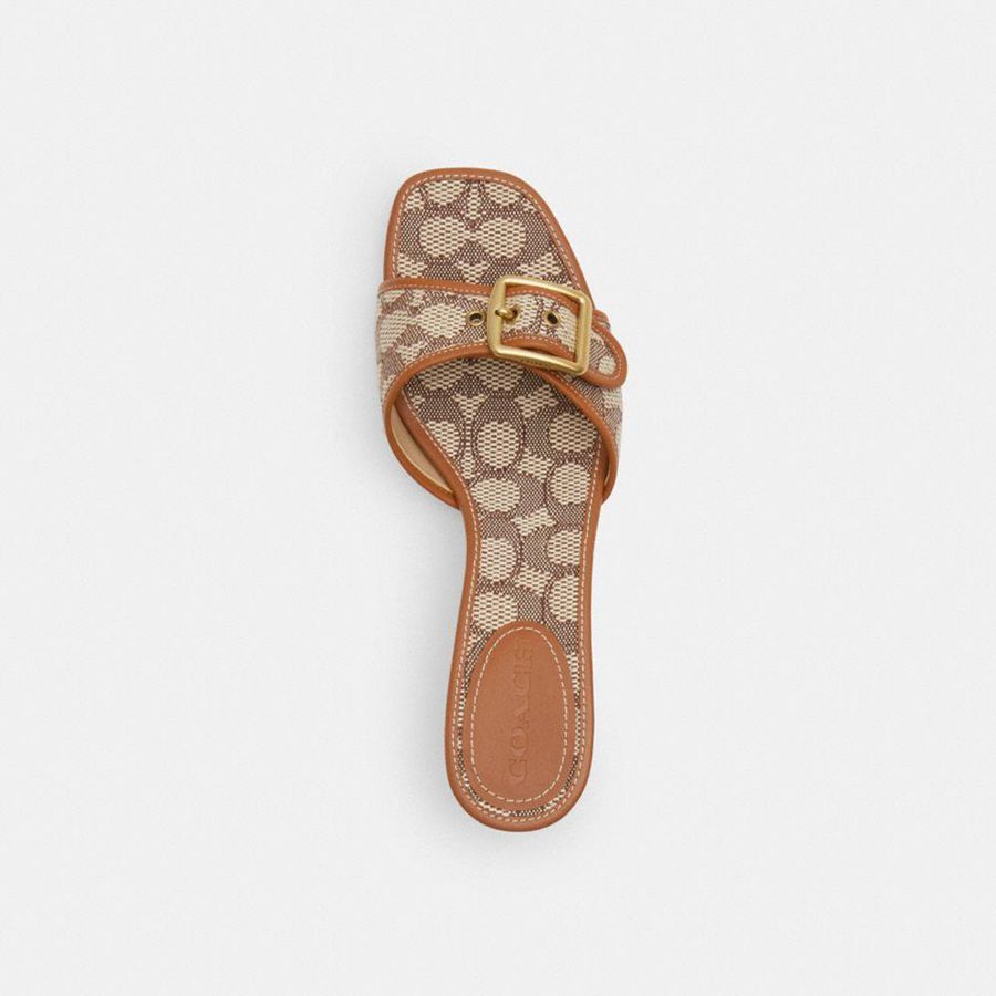 Brown Women COACH® Margot In Signature Textile Jacquard Sandals | 76038CNPS
