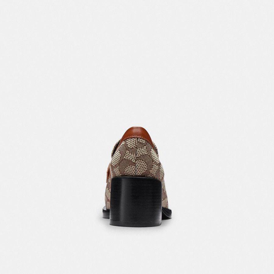Brown Women COACH® Natalie In Signature Textile Jacquard Loafers | 51763MJHV