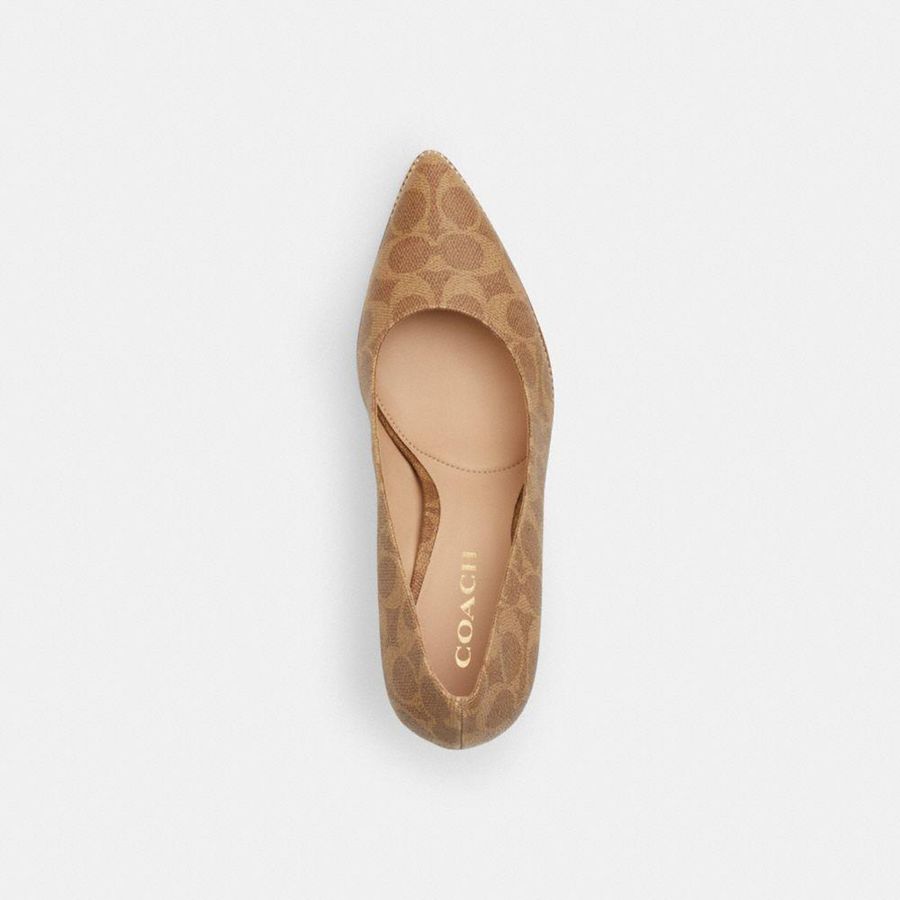 Brown Women COACH® Samantha In Signature Canvas Pumps | 52094ULPS