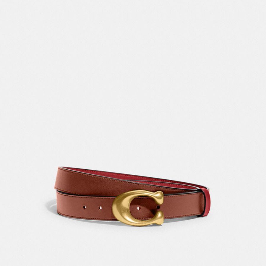 Brown Women COACH® Sculpted C Buckle Cut To Size Reversible, 32 Mm Belts | 94361SXJO