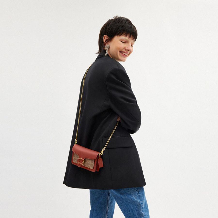 Brown Women COACH® Tabby Crossbody Wristlet In Signature Canvas Clutch Bags | 23495AEHS