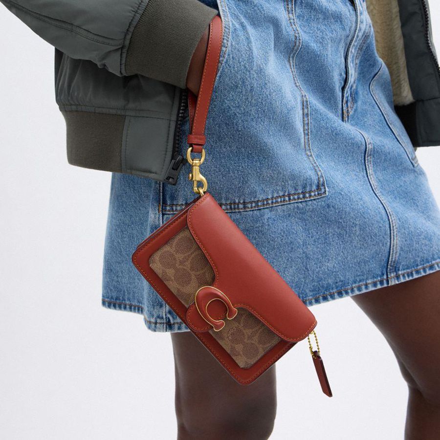 Brown Women COACH® Tabby Crossbody Wristlet In Signature Canvas Clutch Bags | 23495AEHS