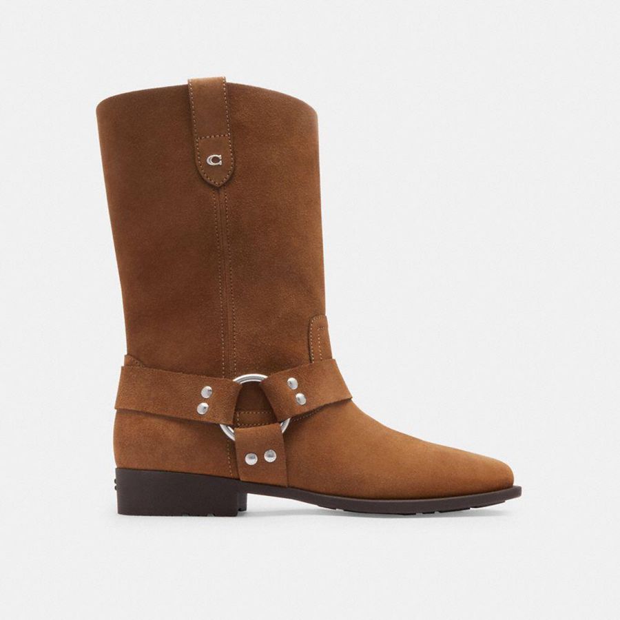 Brown Women COACH® Tara Biker Boots | 34871CGAQ