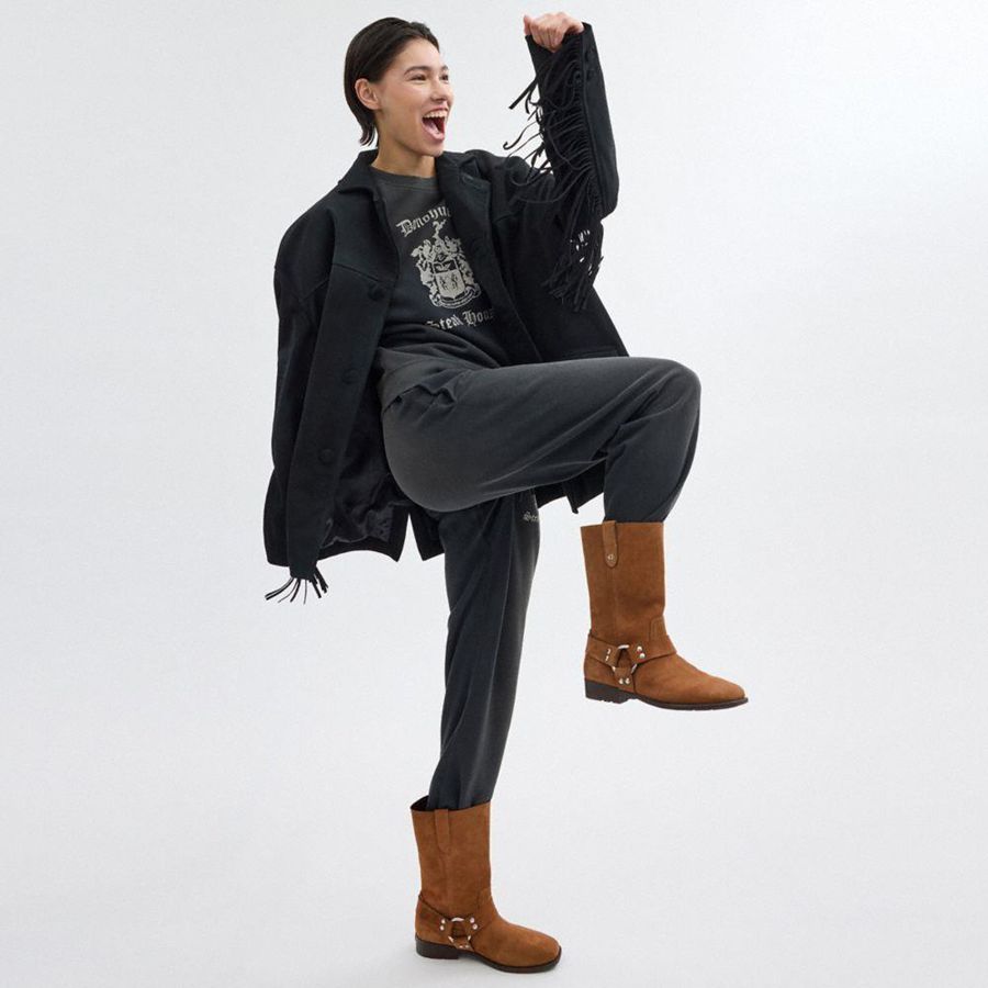 Brown Women COACH® Tara Biker Boots | 34871CGAQ