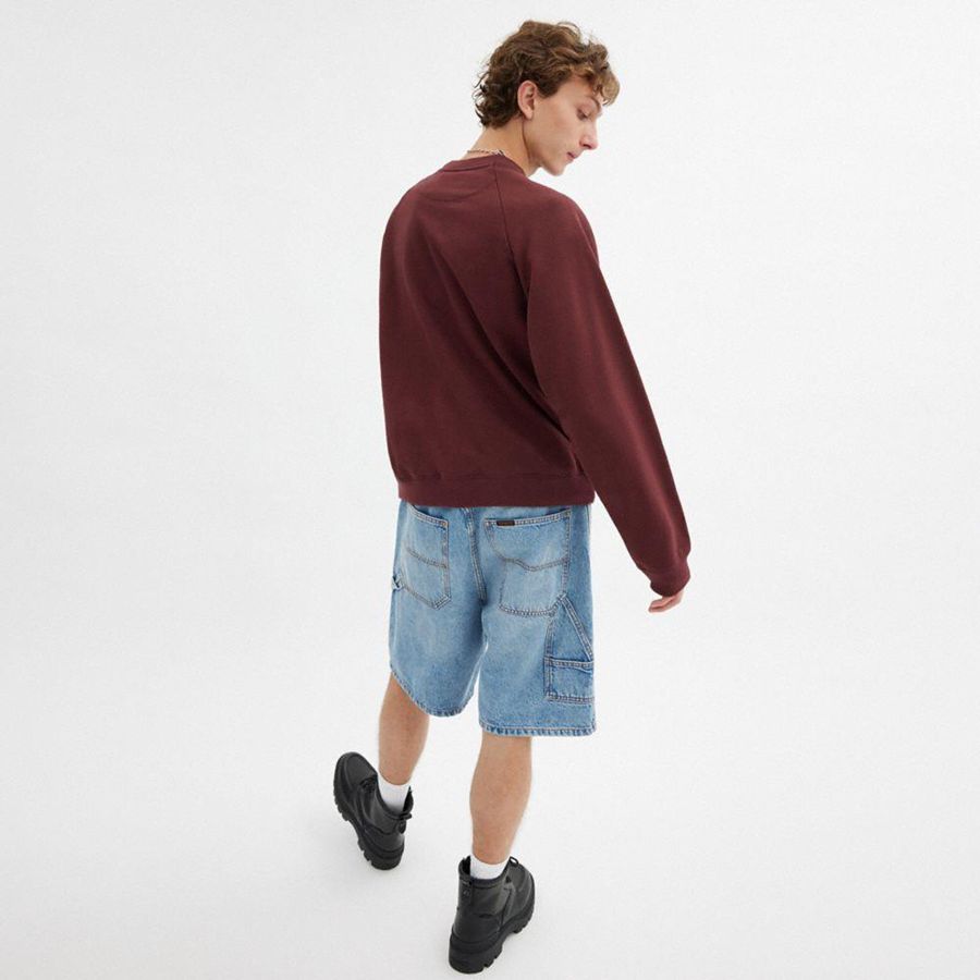 Burgundy Men COACH® New Year Coach Snake Script Sweatshirt | 43726ZDGT