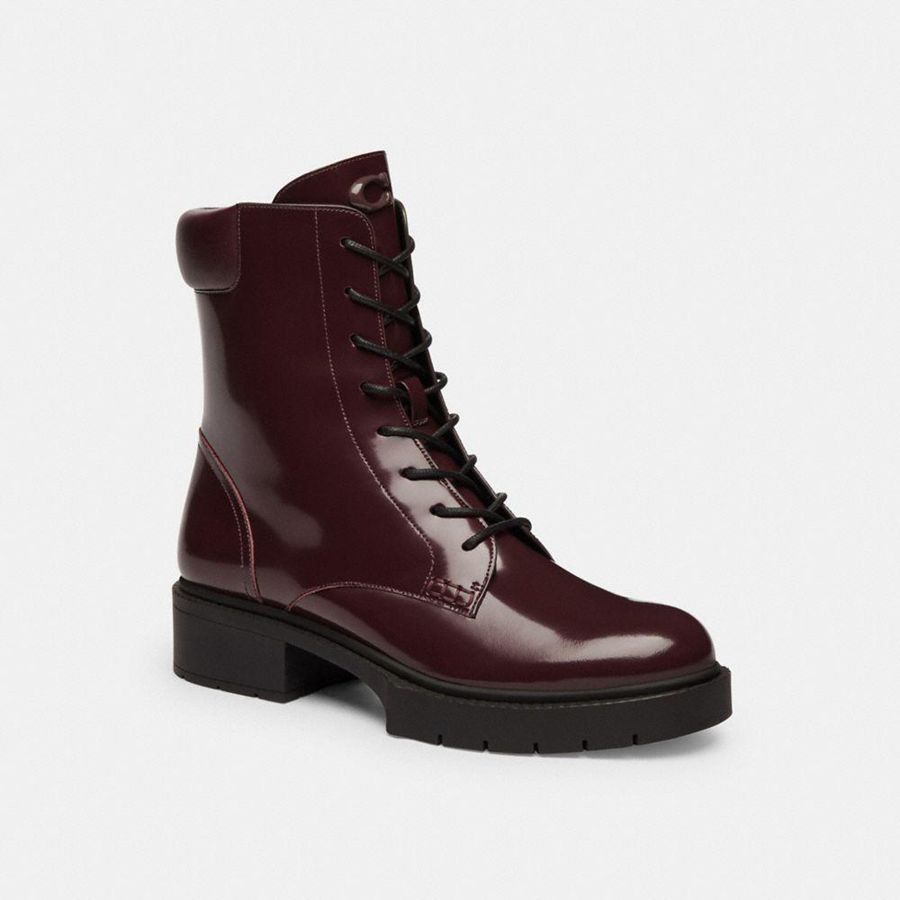 Burgundy Women COACH® Leightonie Boots | 28376IDHN