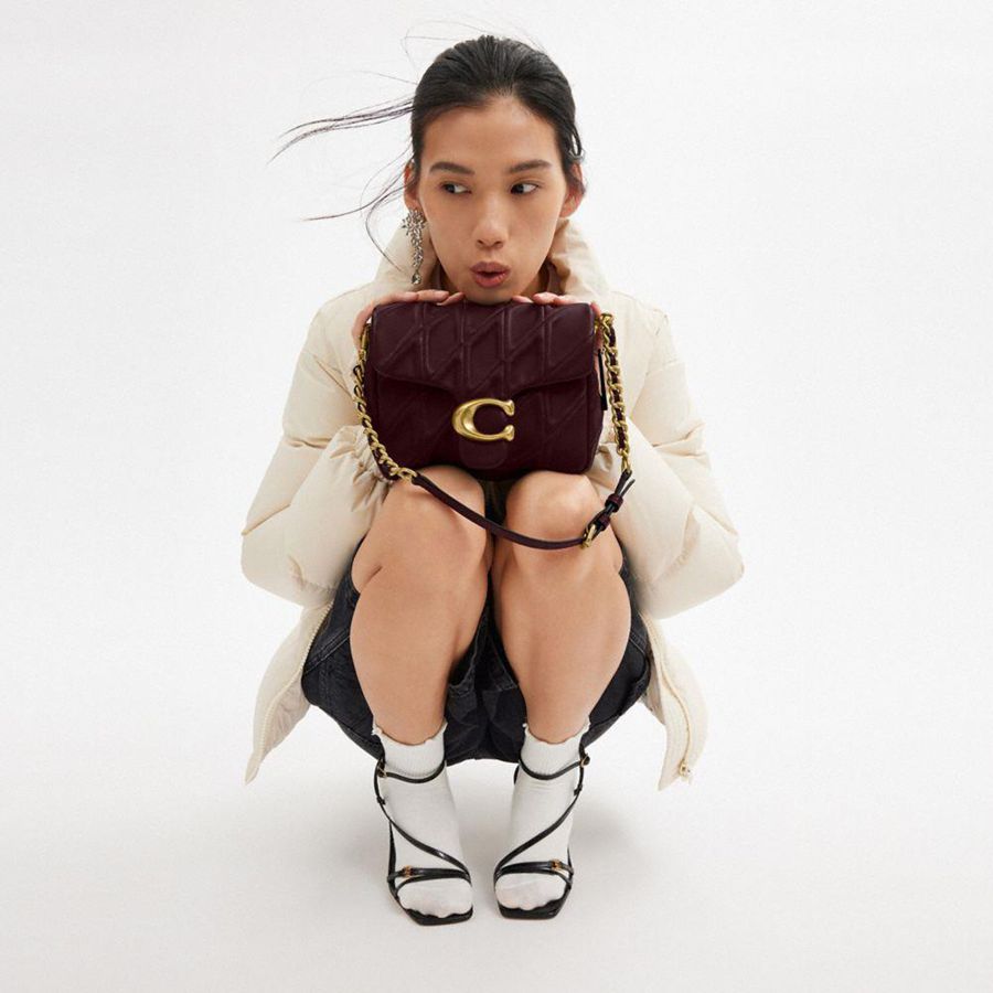 Burgundy Women COACH® Times Square Tabby With Quilting Shoulder Bag | 12608MAXP