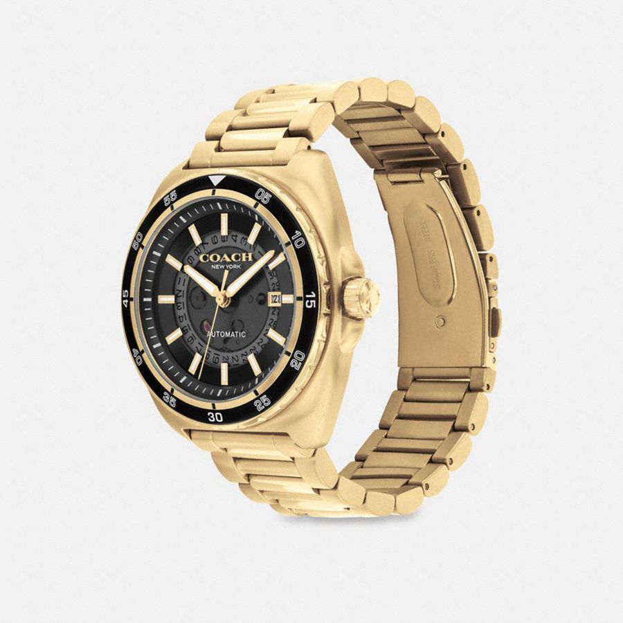 Gold Men COACH® Charter Automatic, 44 Mm Watches | 71065JKMZ