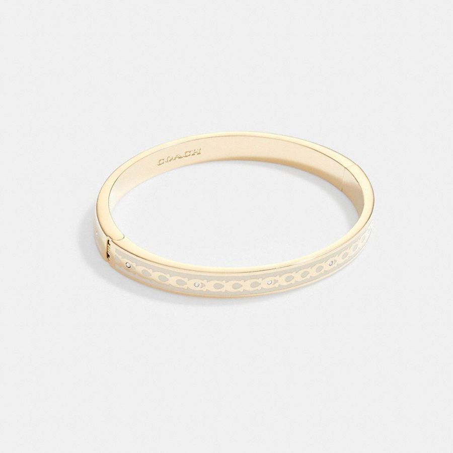 Gold Women COACH® 6 Mm Signature Enamel Bangle Jewelry | 27490FJSD