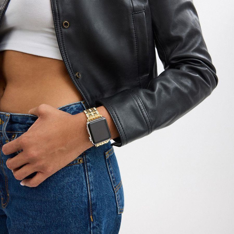 Gold Women COACH® Apple® Strap, 38 Mm, 40 Mm And 41 Mm Watches | 85761ILAW