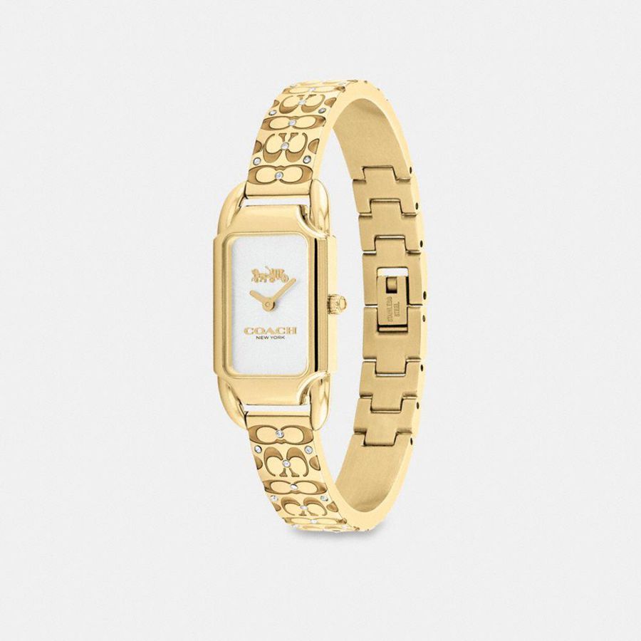 Gold Women COACH® Cadie, 17.5 Mm X 28.5 Mm Watches | 28457QPTM