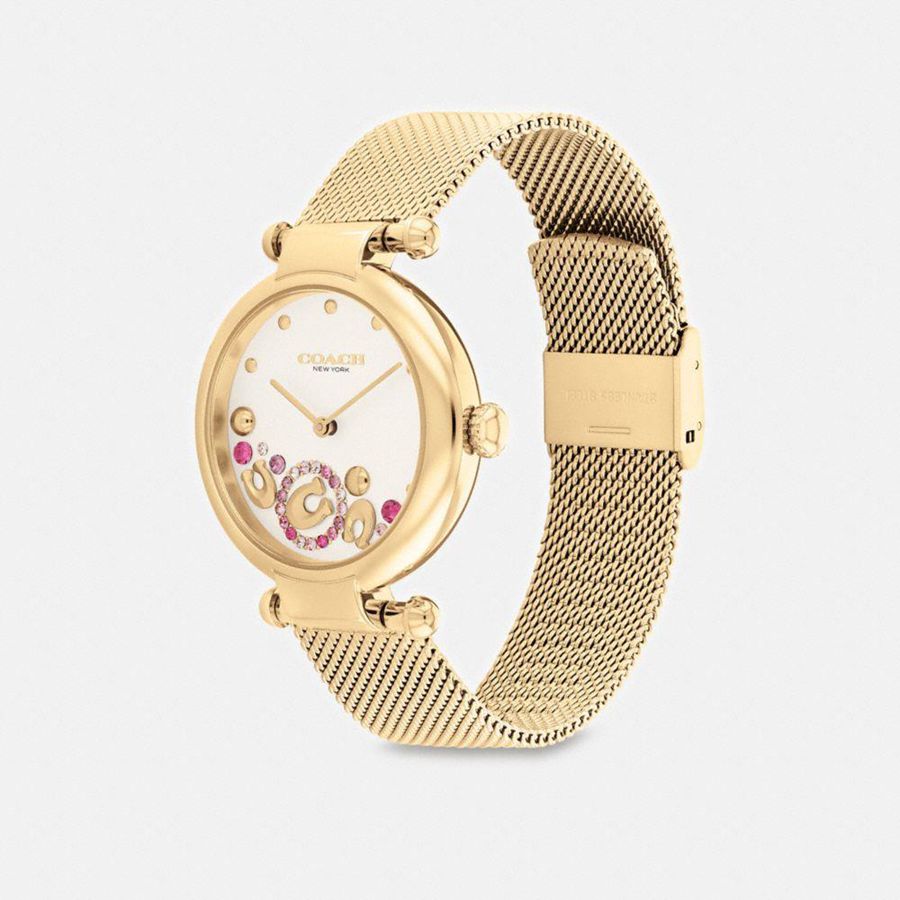 Gold Women COACH® Cary, 34 Mm Watches | 52918ZJPY