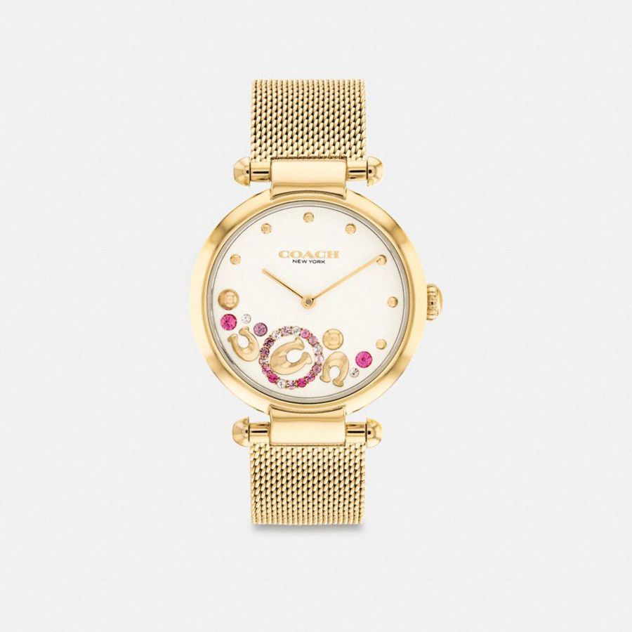 Gold Women COACH® Cary, 34 Mm Watches | 52918ZJPY