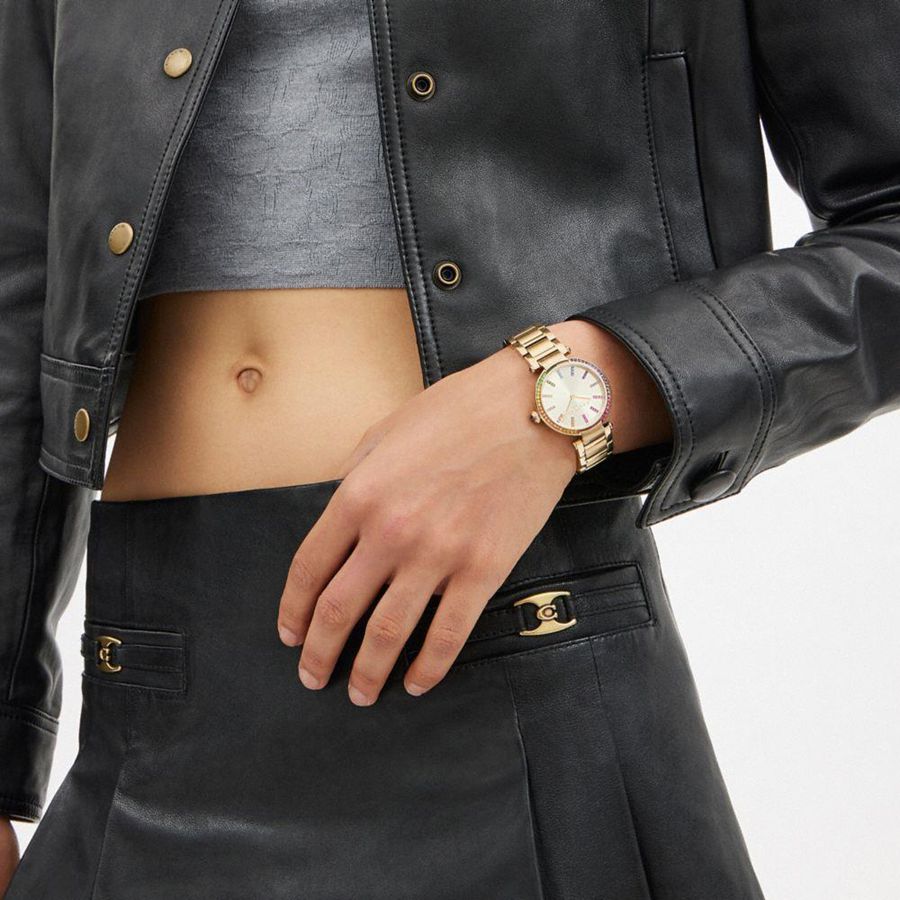 Gold Women COACH® Cary, 34 Mm Watches | 81594WEKH