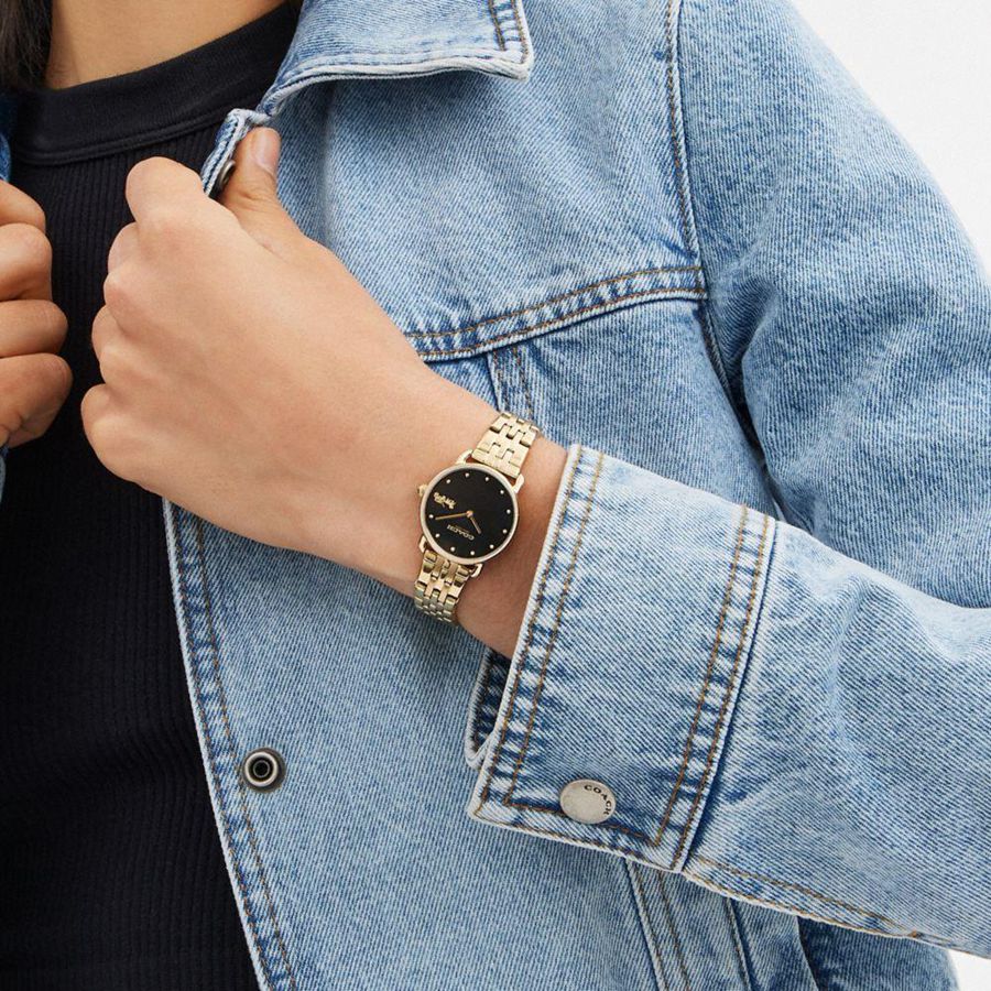 Gold Women COACH® Elliot, 28 Mm Watches | 83547DRNJ