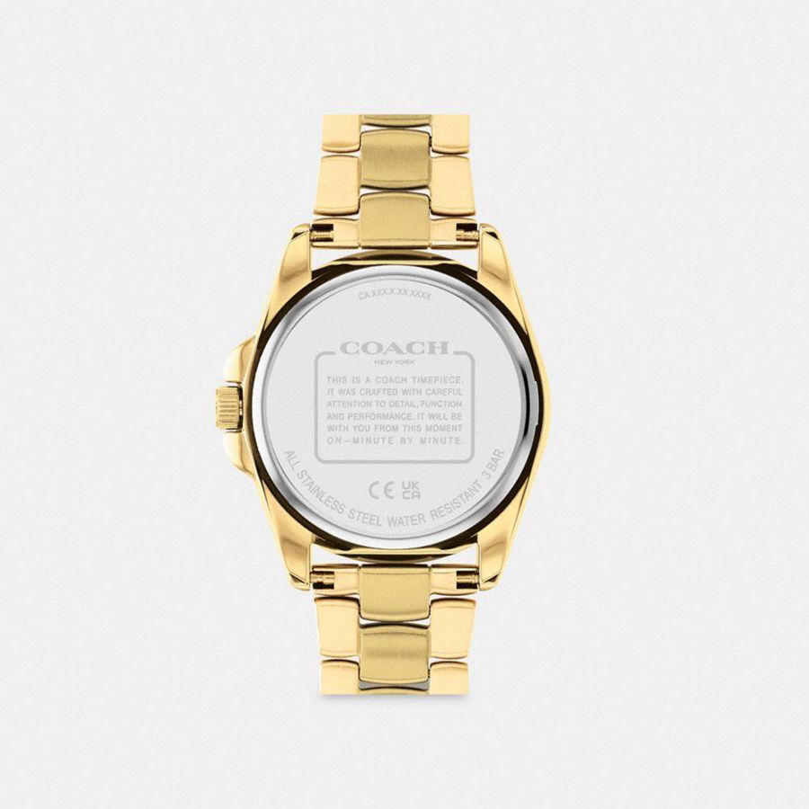 Gold Women COACH® Greyson, 36 Mm Watches | 43270QIJV