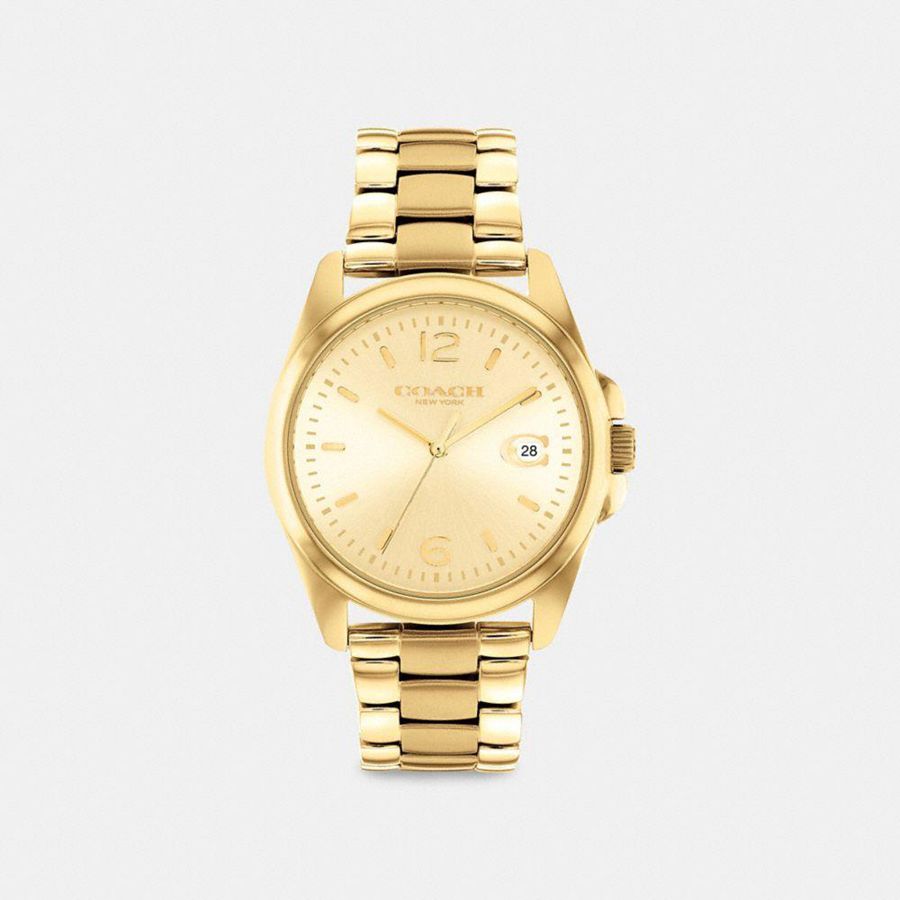 Gold Women COACH® Greyson, 36 Mm Watches | 43270QIJV