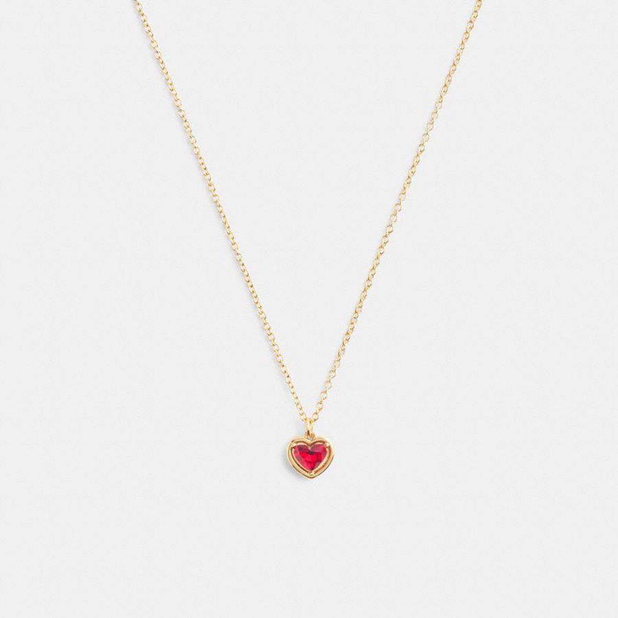 Gold Women COACH® Halo Heart Pendant Necklace Jewelry | 13740TZRU