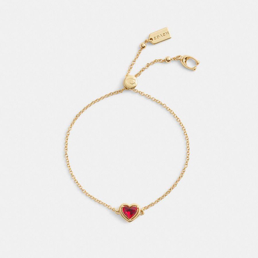 Gold Women COACH® Halo Heart Slider Bracelet Jewelry | 72863KYMV