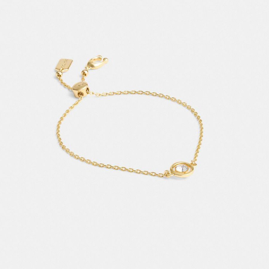 Gold Women COACH® Halo Round Slider Bracelet Jewelry | 29683FAKG
